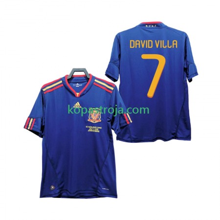 Billiga Fotbollströjor Spanien DAVID VILLA 7 2010 Retro Borta tröja Kortärmad